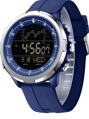 Mens Military Pedometer Sports Watch, 5ATM Waterproof, Nightvision, Color Blue